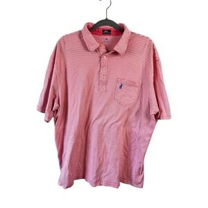 Johnnie O‎ Men's Pink Striped Polo Shirt Sz XXL Preppy Golf Cotton Short Sleeve